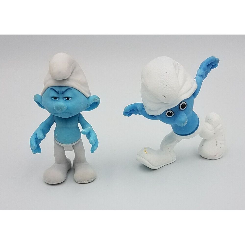 Lot 2 Smurf action figures Clumsy & Grouchy